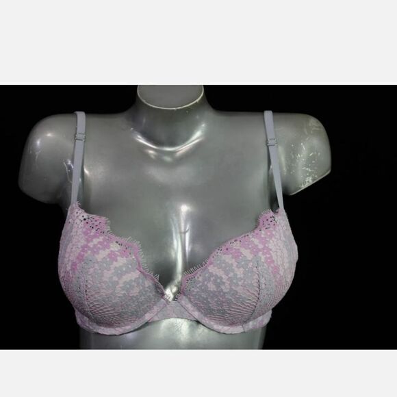 VICTORIA'S SECRET DREAM ANGEL PADDED PLUNGE LACE LAVENDAR GRAY 32D - Picture 1 of 9